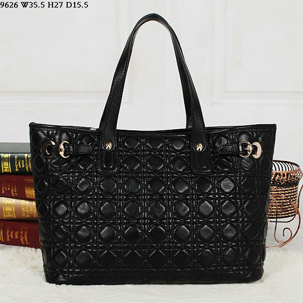 dior soft tote purse lambskin leather 9626 black - Click Image to Close